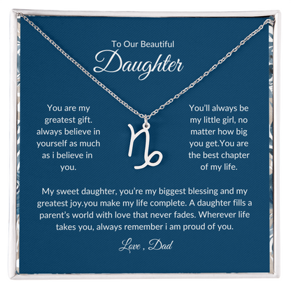 To My Daughter – You Are My Sunshine -Zodiac Symbol Necklace