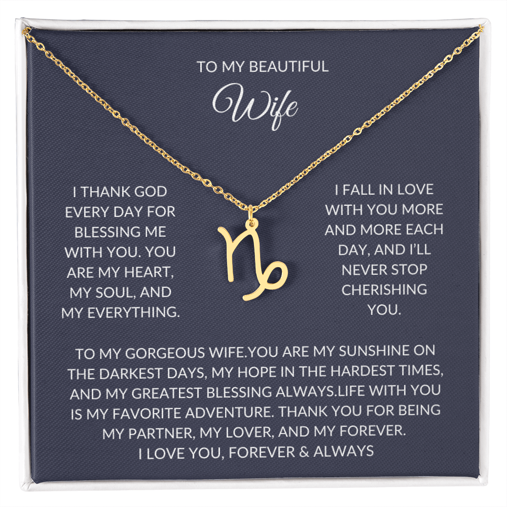 To my beautiful wife - Zodiac Symbol Necklace - Forever Love Gift