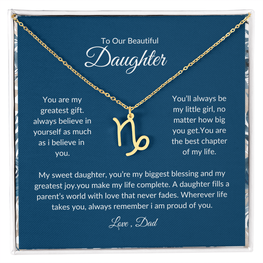 To My Daughter – You Are My Sunshine -Zodiac Symbol Necklace