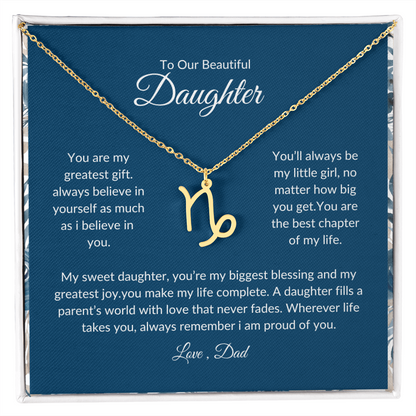 To My Daughter – You Are My Sunshine -Zodiac Symbol Necklace