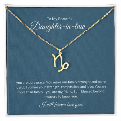 To My Beautiful Daughter-in-law , Zodiac Symbol Necklace