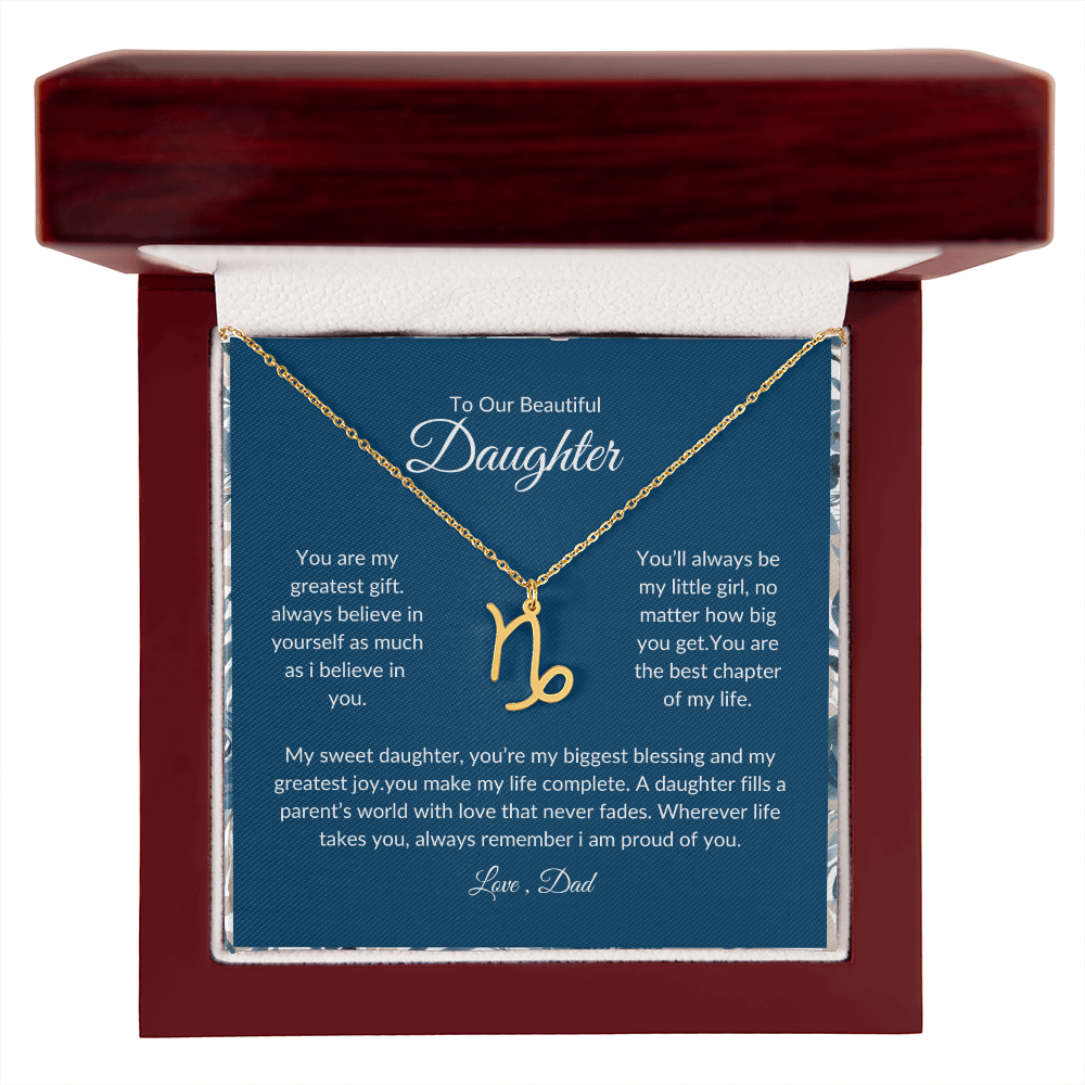 To My Daughter – You Are My Sunshine -Zodiac Symbol Necklace