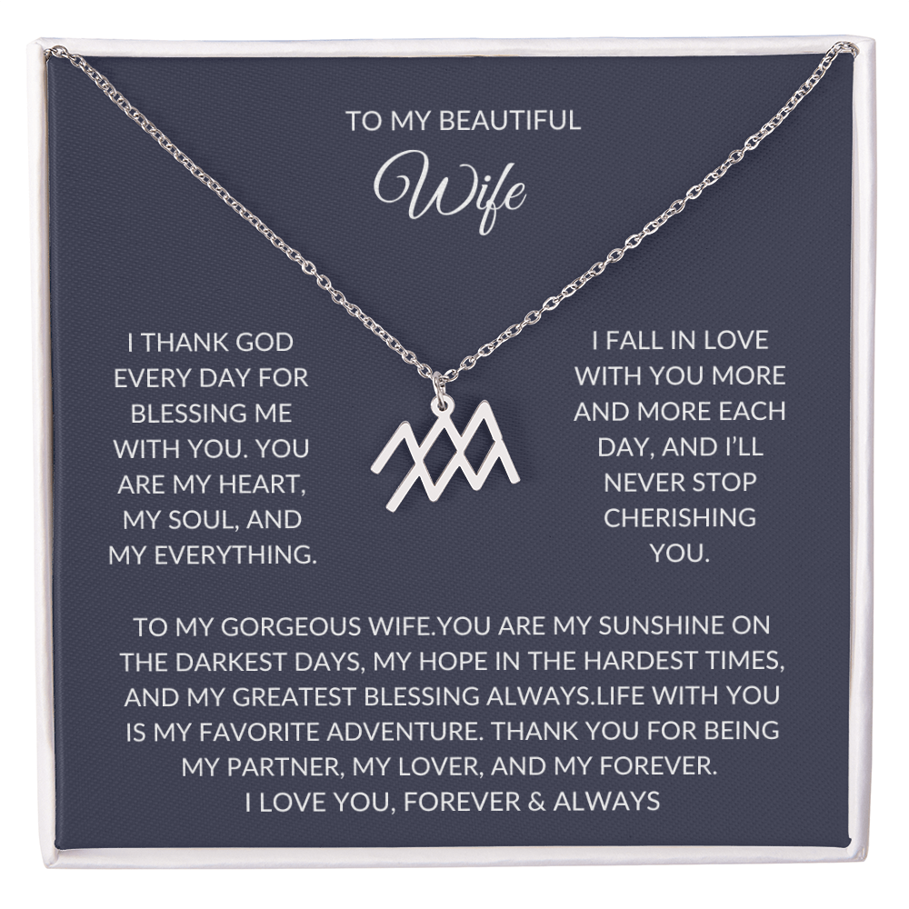 To my beautiful wife - Zodiac Symbol Necklace - Forever Love Gift