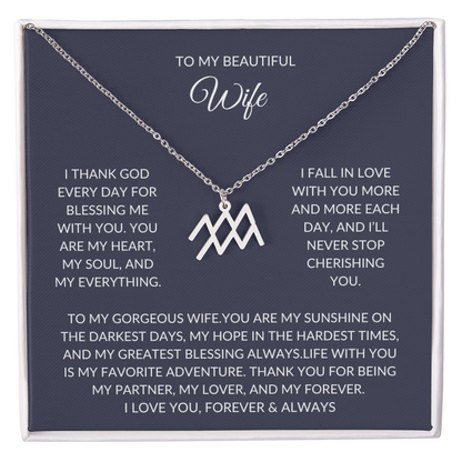 To my beautiful wife - Zodiac Symbol Necklace - Forever Love Gift