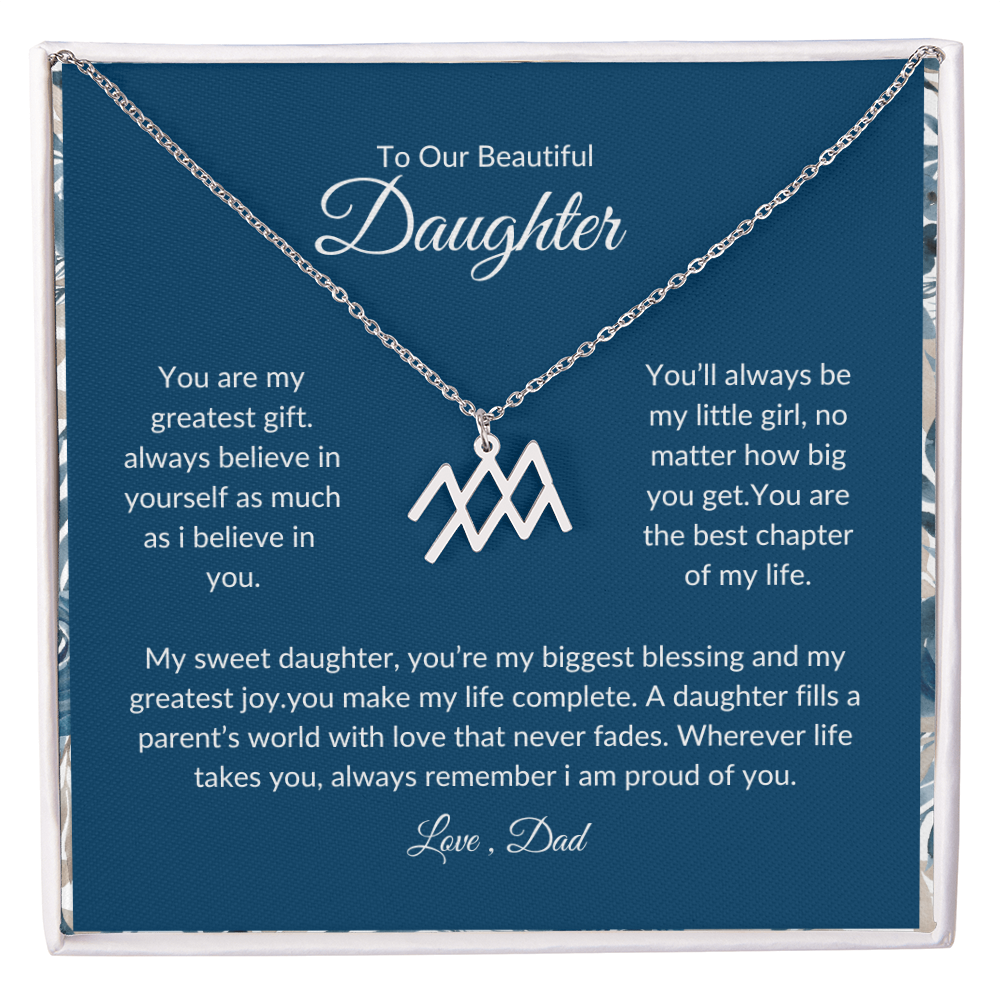 To My Daughter – You Are My Sunshine -Zodiac Symbol Necklace