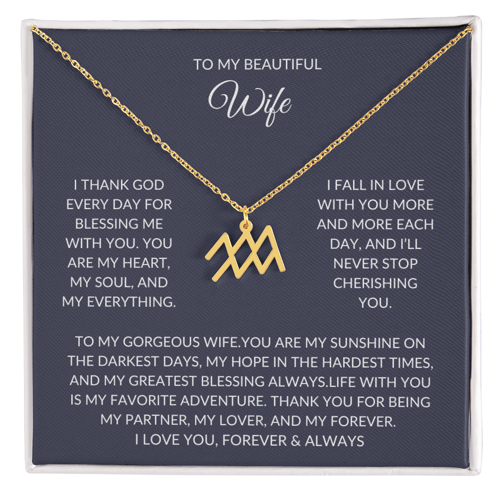 To my beautiful wife - Zodiac Symbol Necklace - Forever Love Gift