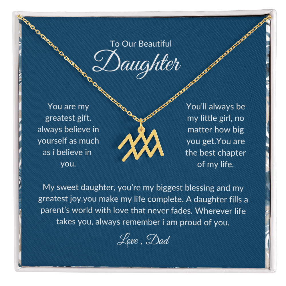To My Daughter – You Are My Sunshine -Zodiac Symbol Necklace