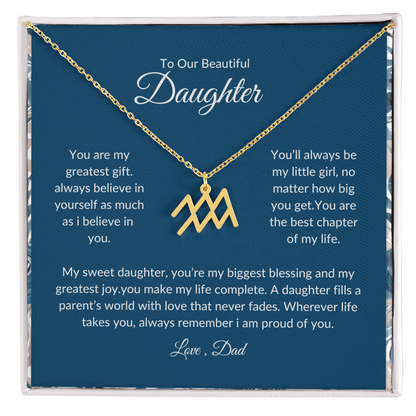 To My Daughter – You Are My Sunshine -Zodiac Symbol Necklace