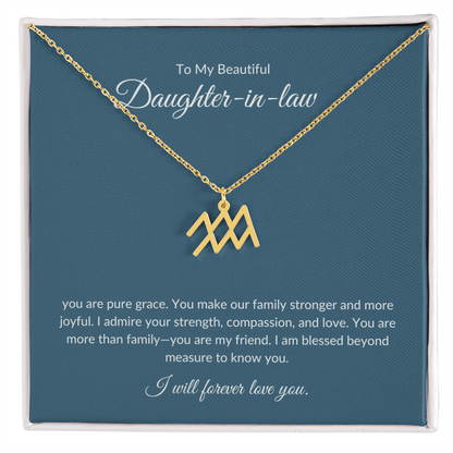To My Beautiful Daughter-in-law , Zodiac Symbol Necklace