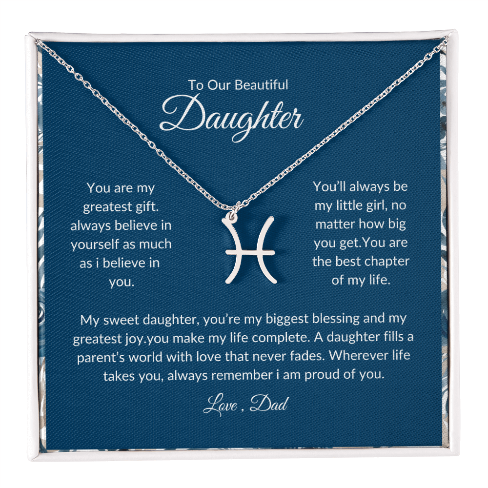 To My Daughter – You Are My Sunshine -Zodiac Symbol Necklace