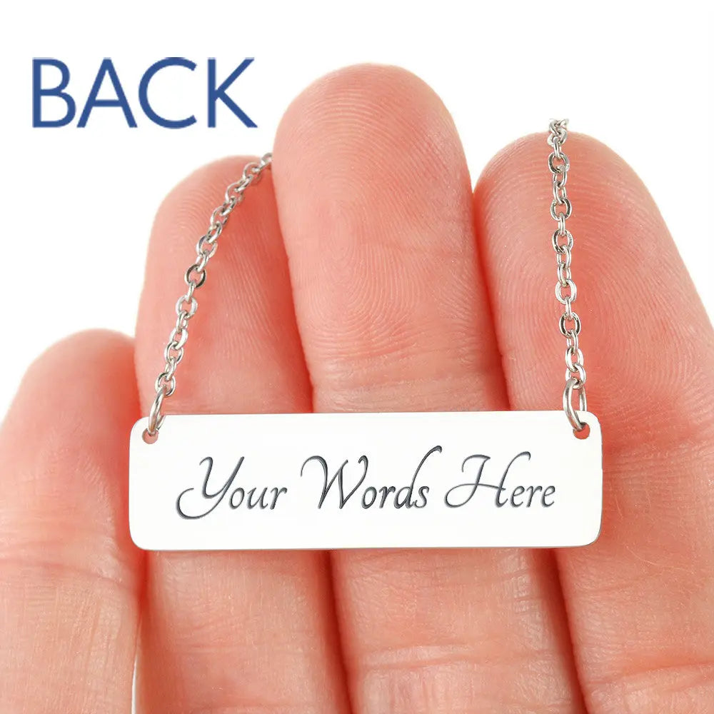 Custom Engraved Horizontal Bar Necklace 18K Gold finished Personalized Rectangle Pendant Jewelry prime Collection Hub