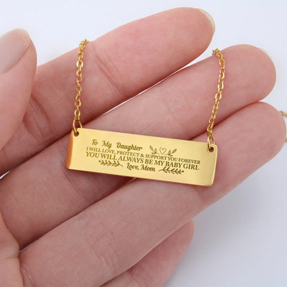 Custom Engraved Horizontal Bar Necklace 18K Gold finished Personalized Rectangle Pendant Jewelry prime Collection Hub