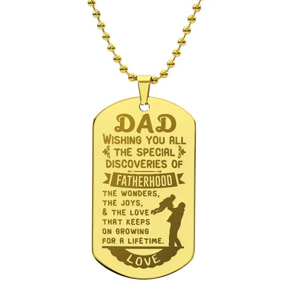 Personalized Engraved Dog Tag Necklace Custom Name Pendant 18K Gold Finish Jewelry Gift prime Collection Hub