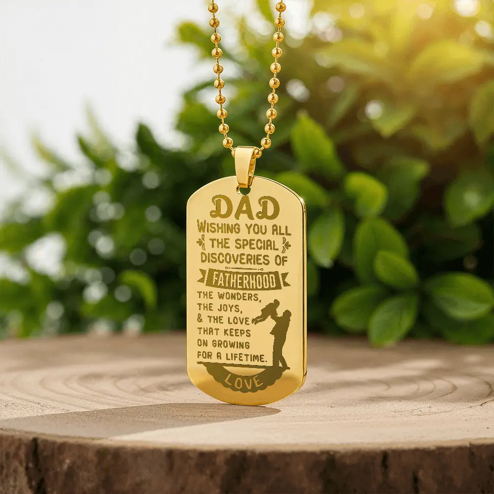 Personalized Engraved Dog Tag Necklace Custom Name Pendant 18K Gold Finish Jewelry Gift prime Collection Hub