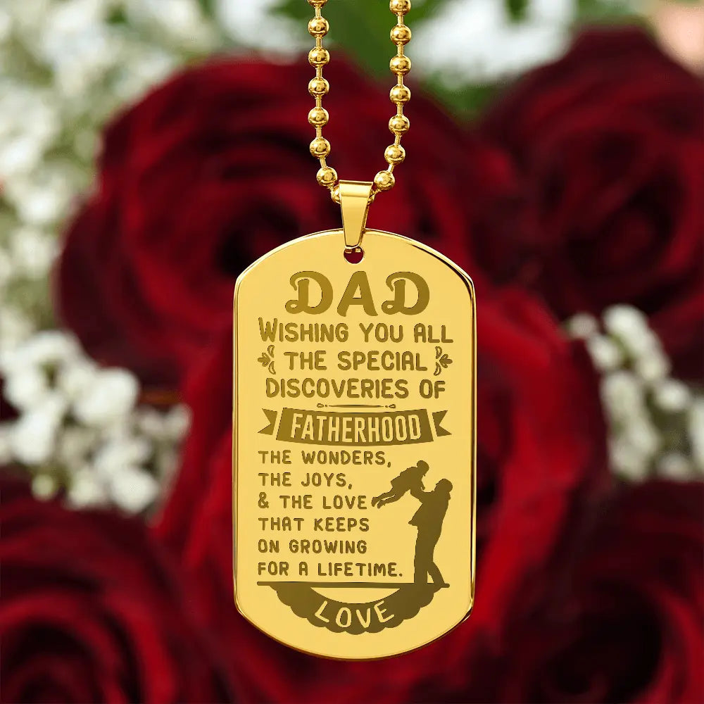 Personalized Engraved Dog Tag Necklace Custom Name Pendant 18K Gold Finish Jewelry Gift prime Collection Hub