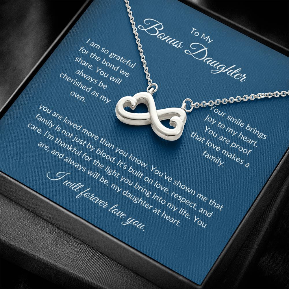 To My Bonus Daughter – Sparkling Heart Necklace with Love Message