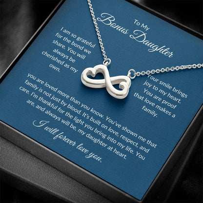 To My Bonus Daughter – Sparkling Heart Necklace with Love Message
