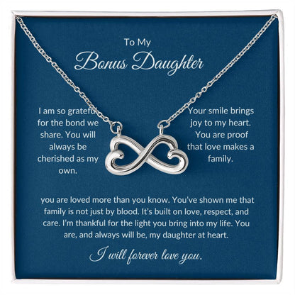 To My Bonus Daughter – Sparkling Heart Necklace with Love Message