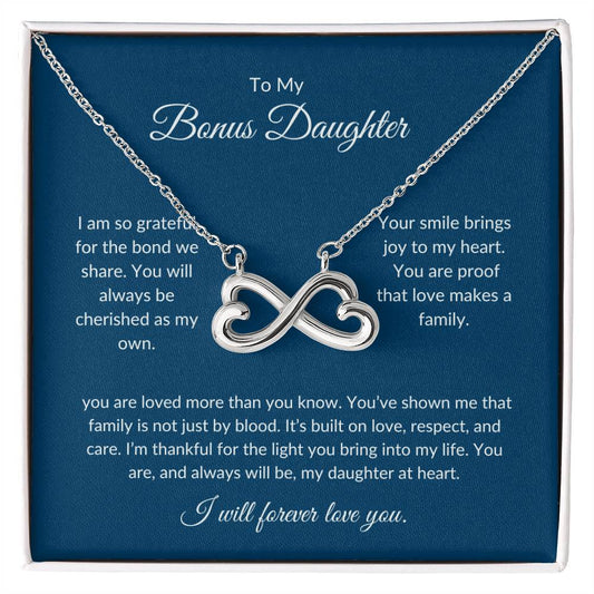 To My Bonus Daughter – Sparkling Heart Necklace with Love Message