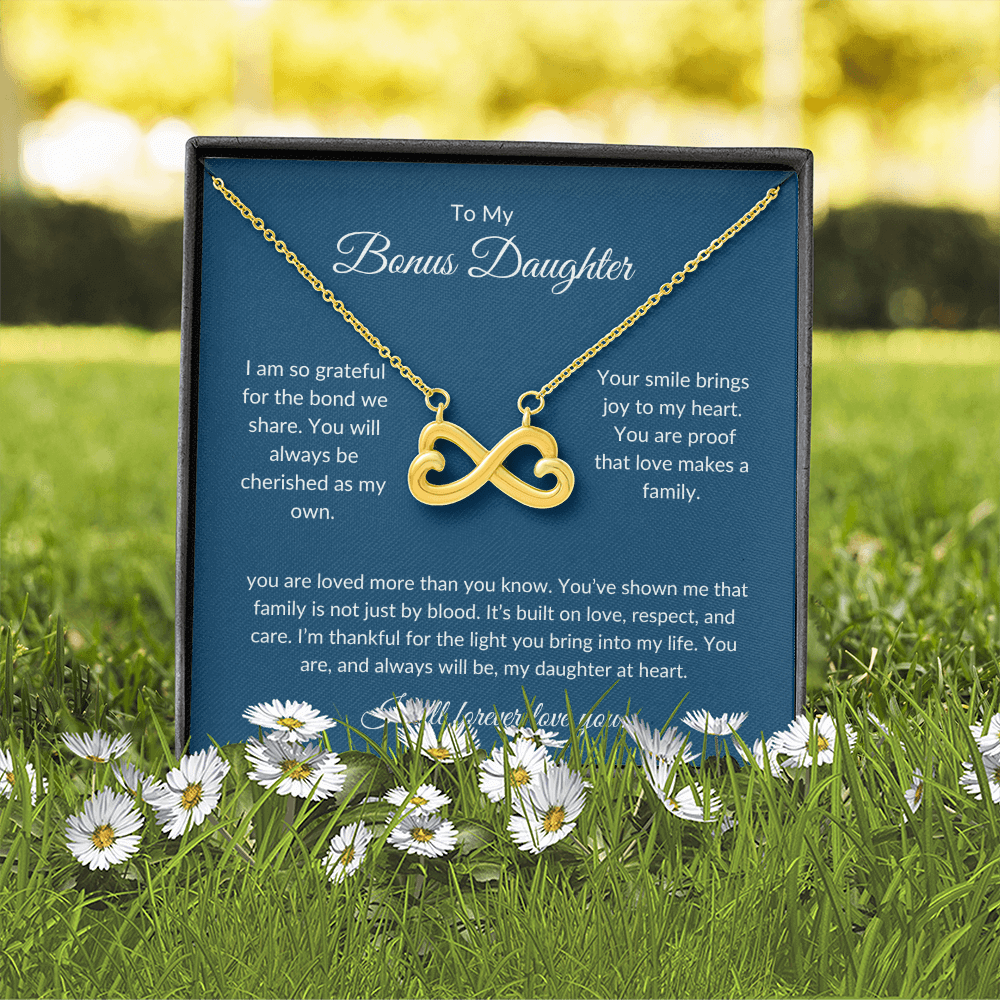 To My Bonus Daughter – Sparkling Heart Necklace with Love Message