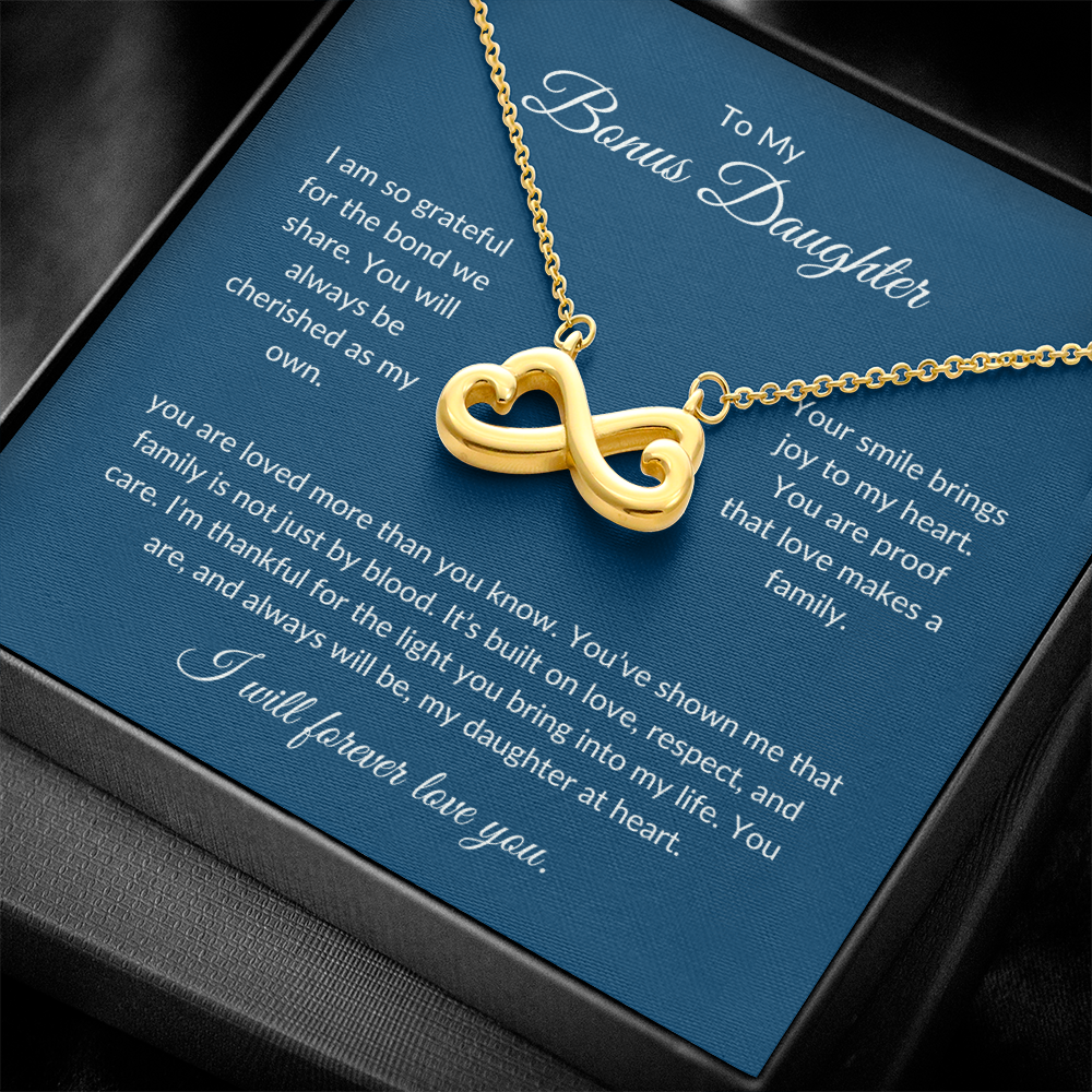 To My Bonus Daughter – Sparkling Heart Necklace with Love Message
