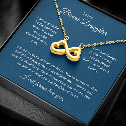 To My Bonus Daughter – Sparkling Heart Necklace with Love Message