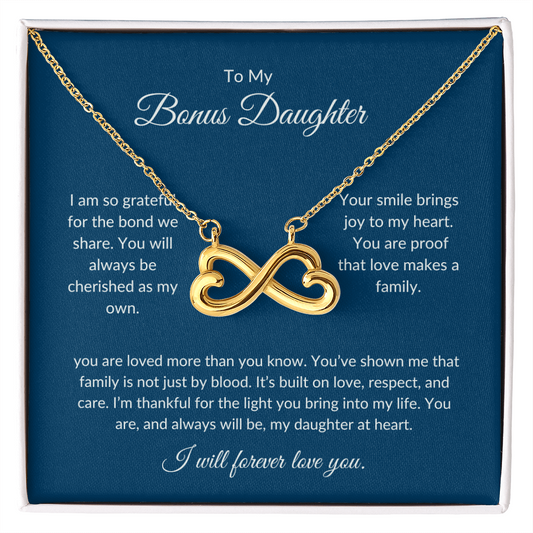To My Bonus Daughter – Sparkling Heart Necklace with Love Message