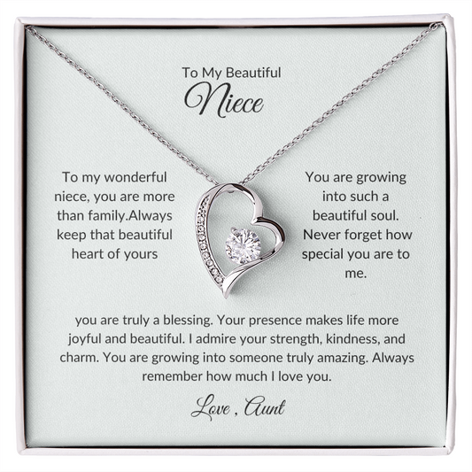 To My Niece – Sparkling Heart Necklace with Special Message
