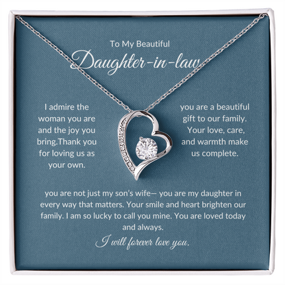 To My Daughter-in-Law – Forever Love Knot Necklace with Sentimental Note
