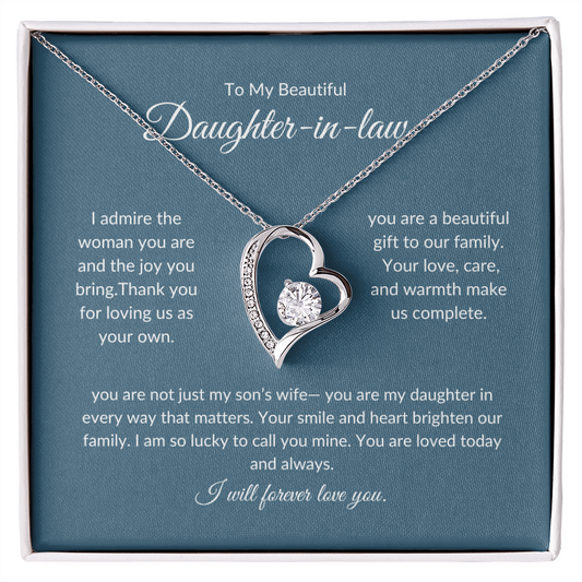 To My Daughter-in-Law – Forever Love Knot Necklace with Sentimental Note
