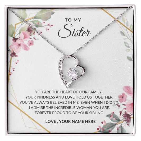 To My Sister – Sparkling Heart Necklace