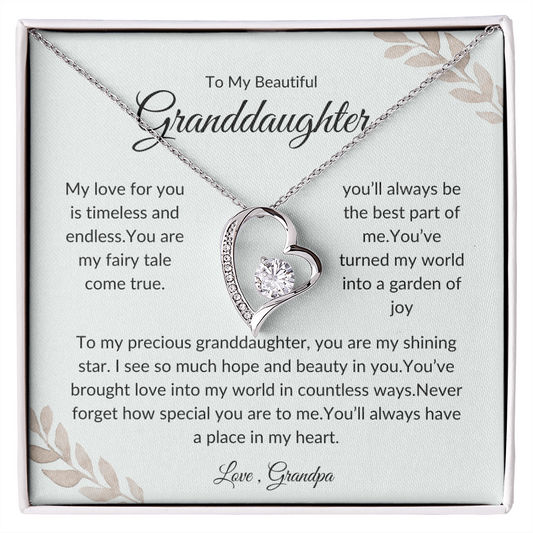 To My Granddaughter – Heart-Shaped Pendant with - Love Grandpa
