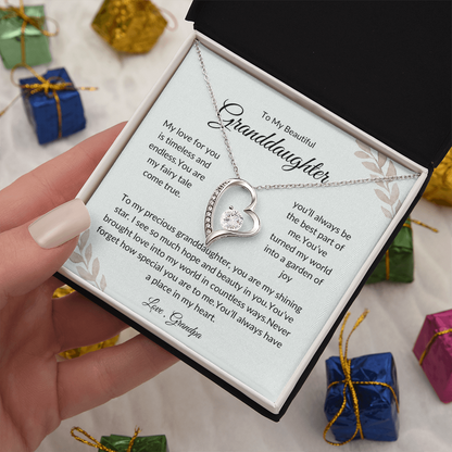 To My Granddaughter – Heart-Shaped Pendant with - Love Grandpa