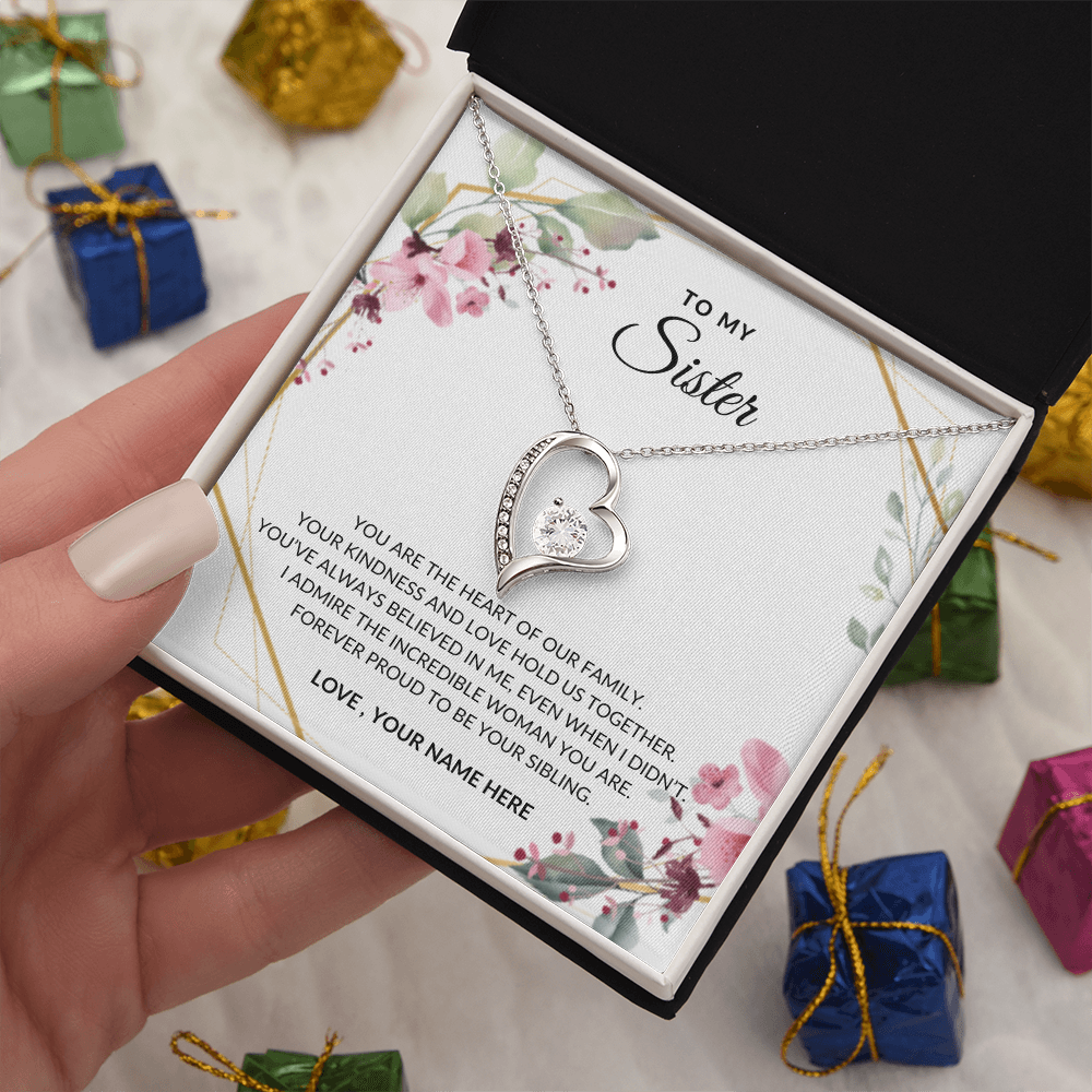 To My Sister – Sparkling Heart Necklace