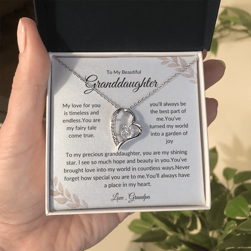 To My Granddaughter – Heart-Shaped Pendant with - Love Grandpa