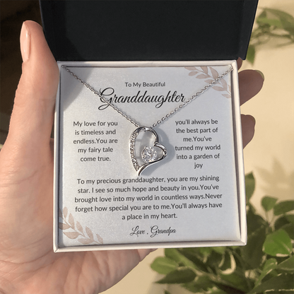 To My Granddaughter – Heart-Shaped Pendant with - Love Grandpa