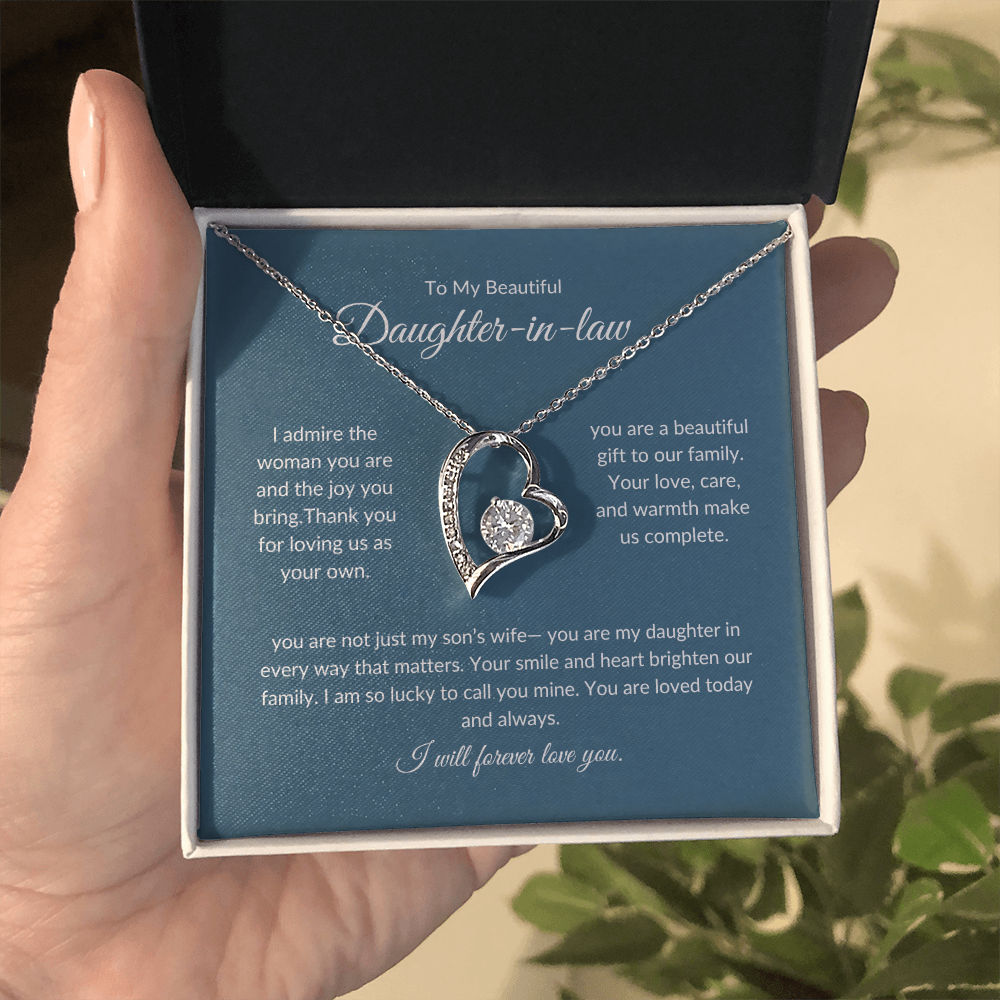 To My Daughter-in-Law – Forever Love Knot Necklace with Sentimental Note