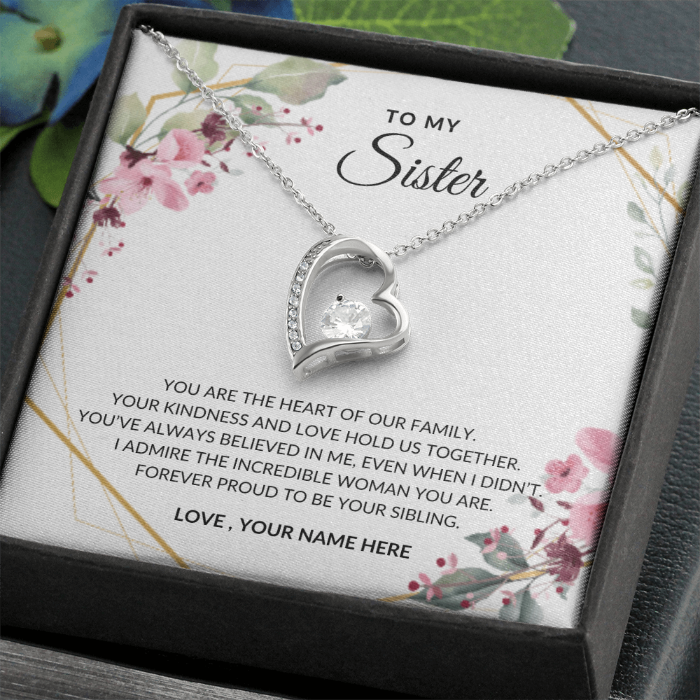 To My Sister – Sparkling Heart Necklace