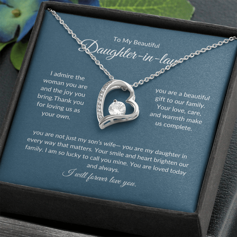 To My Daughter-in-Law – Forever Love Knot Necklace with Sentimental Note