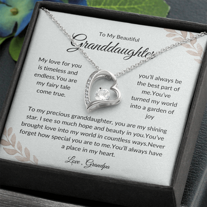 To My Granddaughter – Heart-Shaped Pendant with - Love Grandpa
