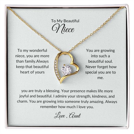To My Niece – Sparkling Heart Necklace with Special Message