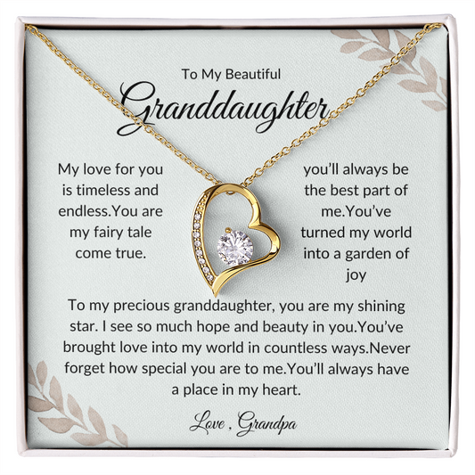 To My Granddaughter – Heart-Shaped Pendant with - Love Grandpa