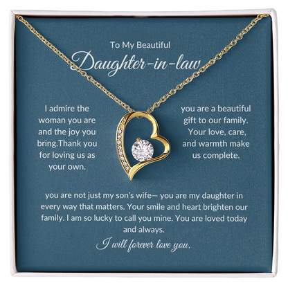 To My Daughter-in-Law – Forever Love Knot Necklace with Sentimental Note