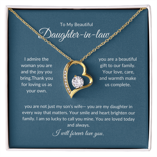 To My Daughter-in-Law – Forever Love Knot Necklace with Sentimental Note