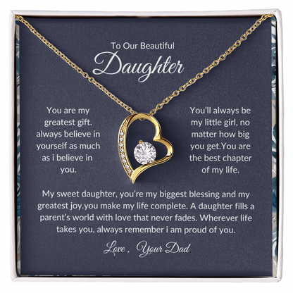 Daughter Birthday Gift – Heart Necklace with Loving Message from Dad