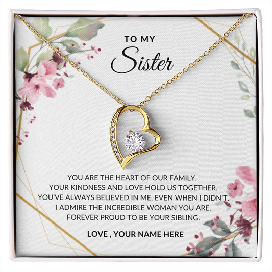 To My Sister – Sparkling Heart Necklace