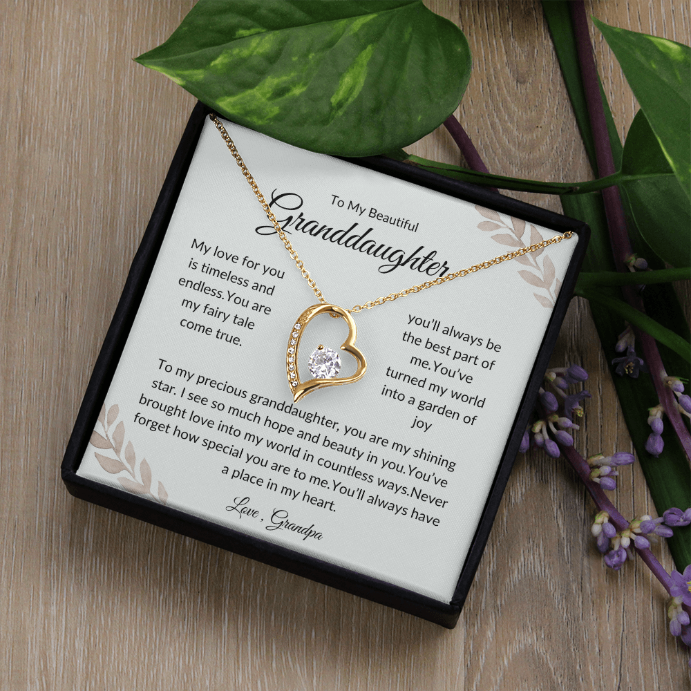 To My Granddaughter – Heart-Shaped Pendant with - Love Grandpa