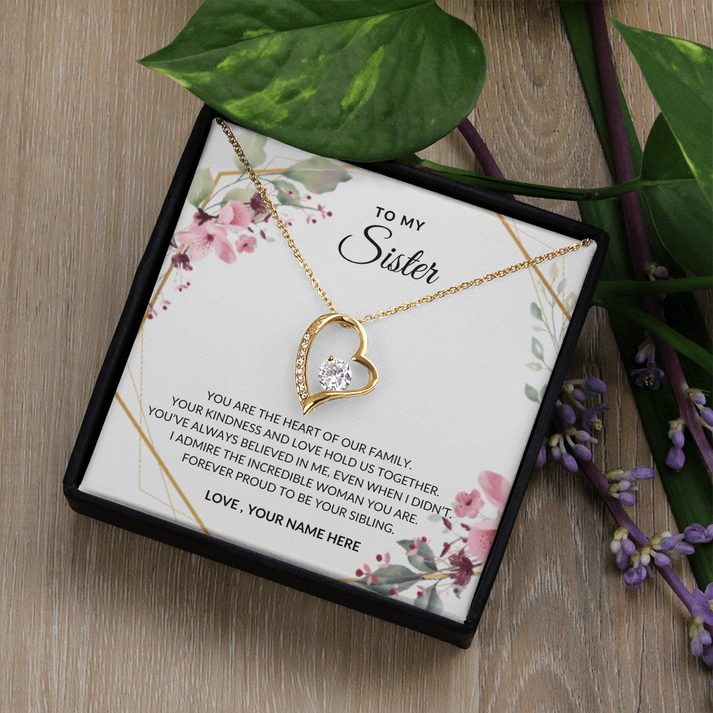 To My Sister – Sparkling Heart Necklace