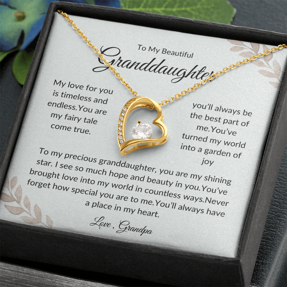 To My Granddaughter – Heart-Shaped Pendant with - Love Grandpa