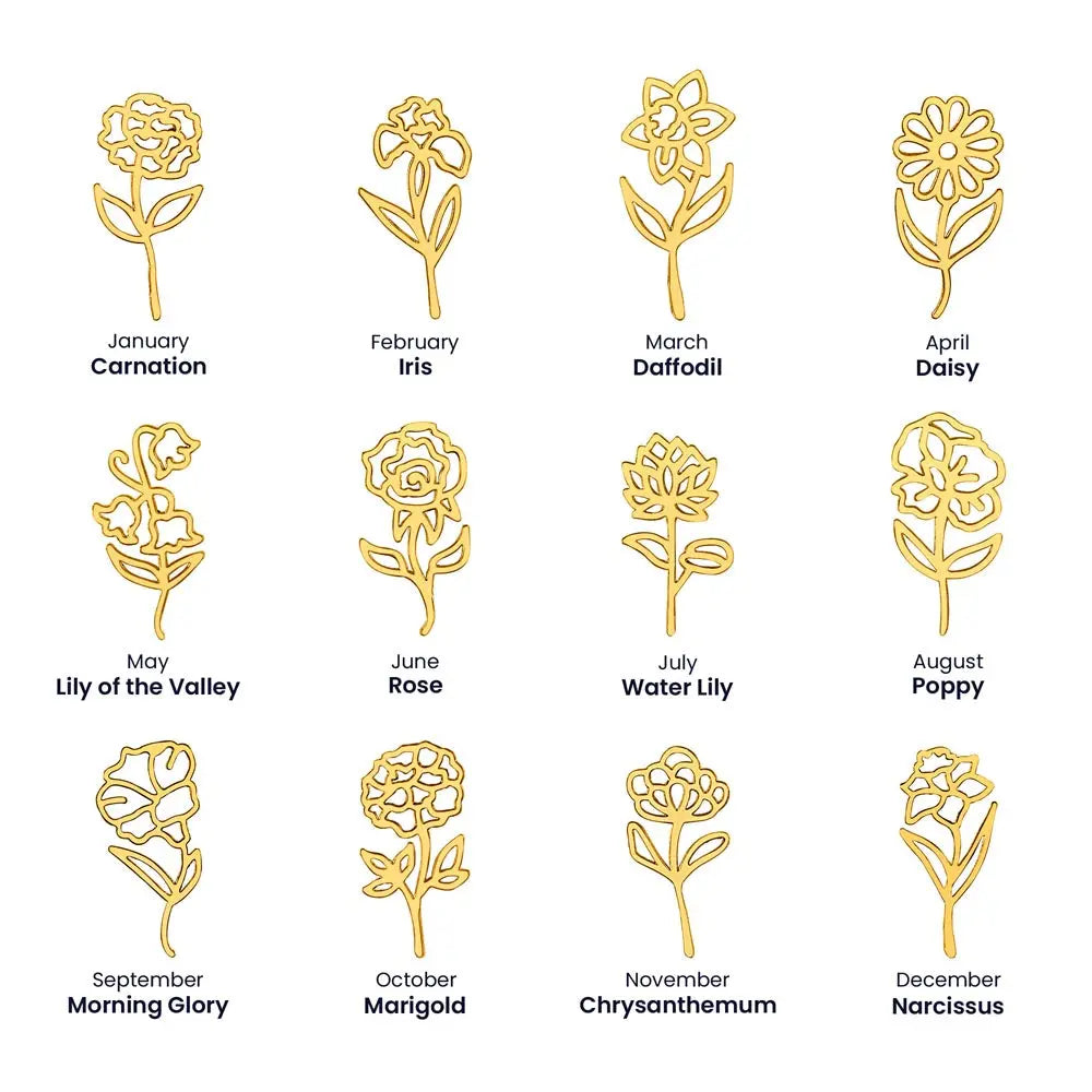 Birth Flower Name Necklace Personalized Gold Floral Jewelry Gift Bridesmaid,Gift for Mom or Best Friend prime Collection Hub
